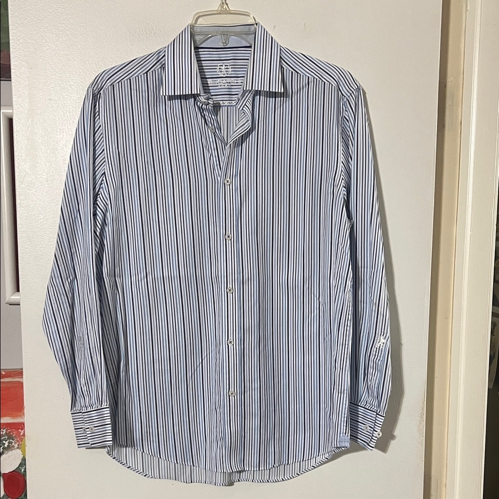 Bugatchi men’s striped super soft cotton shirt